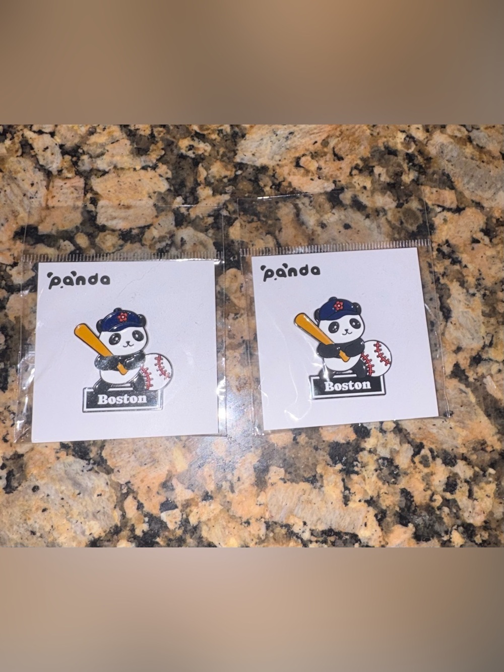 Boston Panda Baseball Enamel Pin - Yellow Bat, 2026, 2 pins included